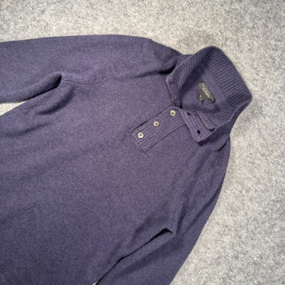 Bloomingdales The Mens Store Purple‎ 100% Cashmere Mock Neck Button Sweater M